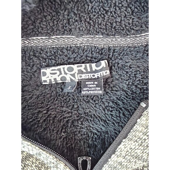 Distortion Mens Small Grey Hooded Jacket Sherpa-Lined Full Zip Two Pockets - Picture 5 of 7